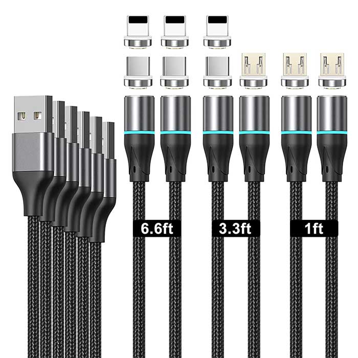  Statik 360 Pro Magnetic Charging Cable 100W Fast Charge Type C  and Micro USB Magnet Connectors, 100 W Magnetic Charge Cable 3ft / 1m, Data  Transfer Capable, Compatible with All Devices 