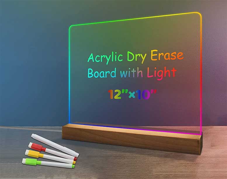 SHOOFFICE Acrylic Dry Erase Board with Light