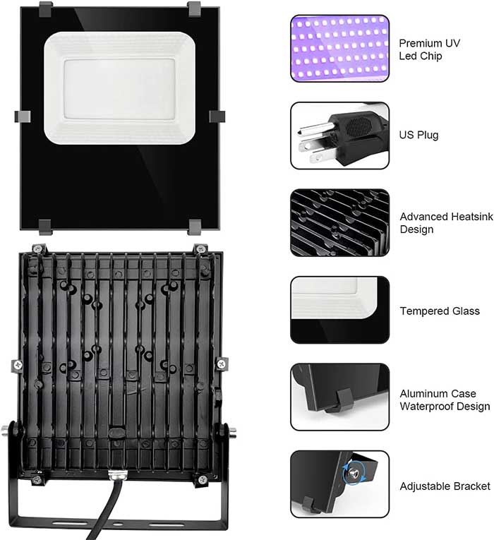 Waygor 200W LED Black Light Flood Lights