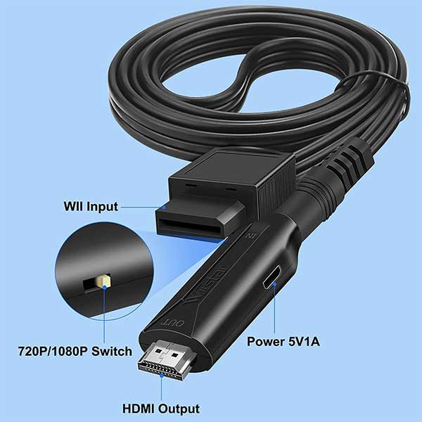 CHS Wii to HDMI Converter, Wii to HDMI Adapter for HD 1080p Video Audio  Output with 3.5mm Audio Jack, Supports All Wii Display Modes, Wii, Wii U