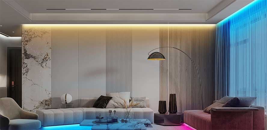 rgb led strips in living room