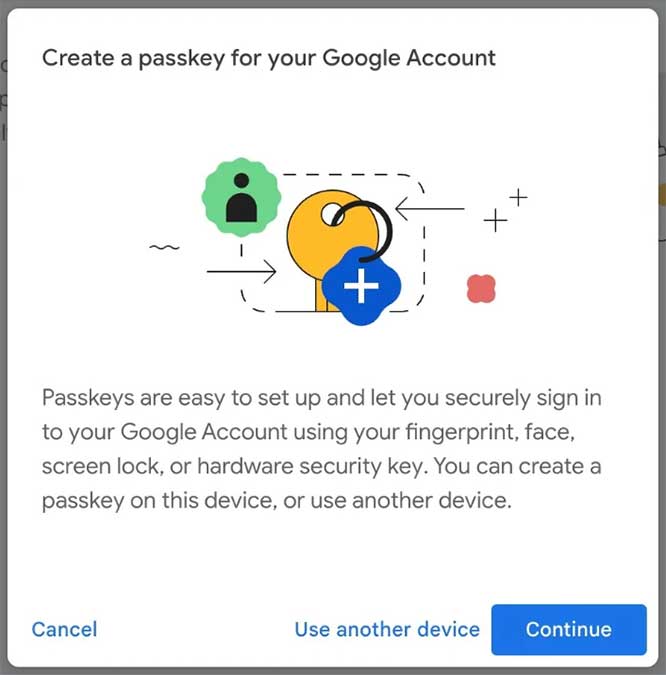 setting up google passkey