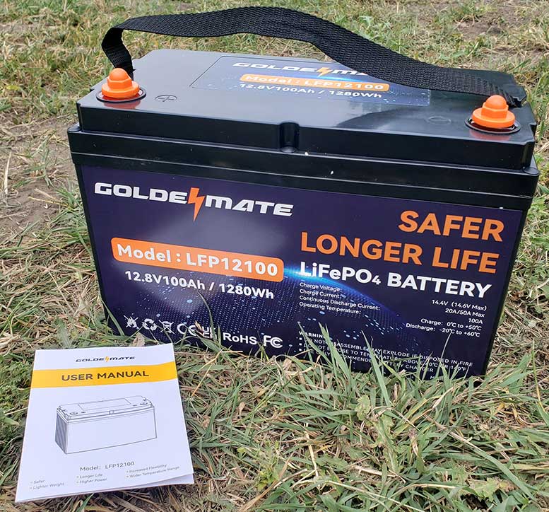 GOLDENMATE 12V 100Ah LiFePO4 Lithium Battery