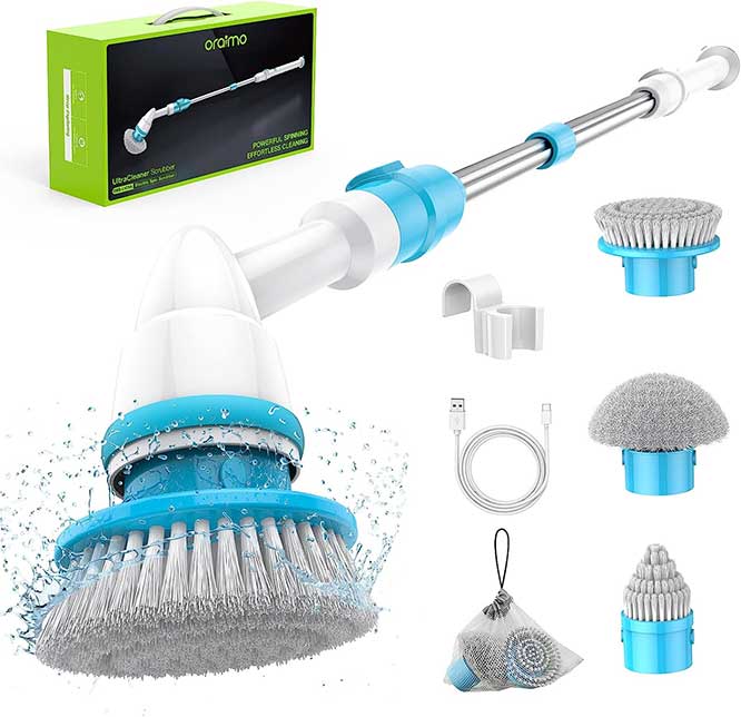 iezfix Electric Spin Scrubber Bathroom Cleaning Brush Shower Scrubber  Portable Rechargeable, Power Scrub Brush for Bathtub Sink Tile Grout Window  Sill