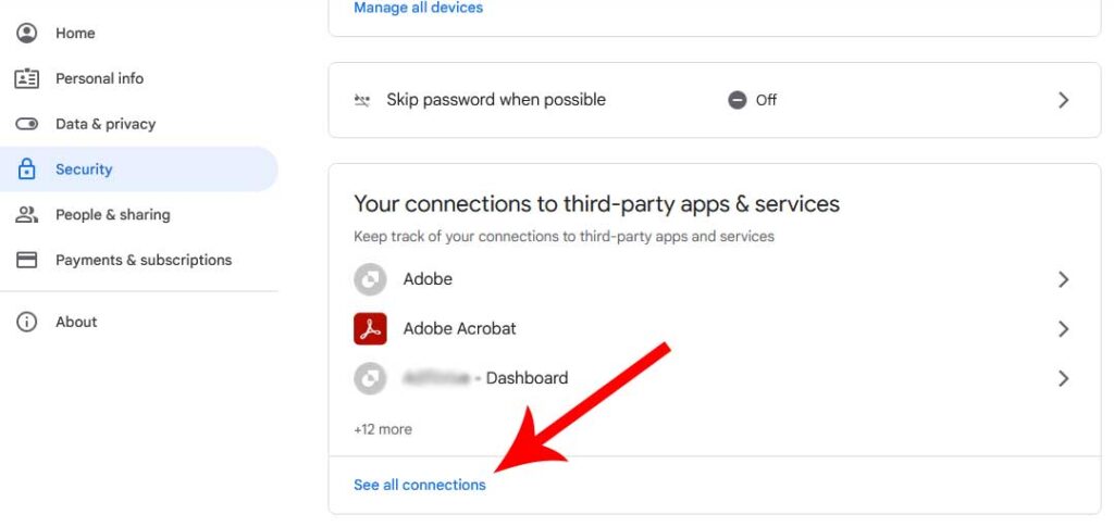 google account thirdy party see all connections
