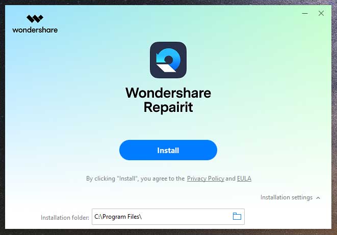 install wondershare repairit