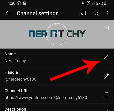 youtube android edit channel name
