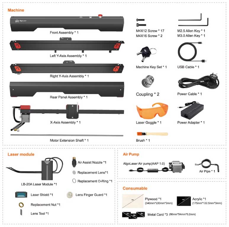 AlgoLaser-Alpha-22W-box contents