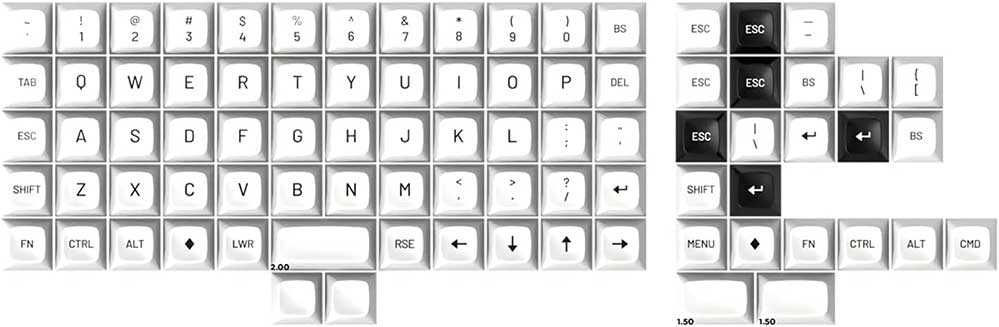 DROP MT3 Black-on-White Ortholinear Keycap Set