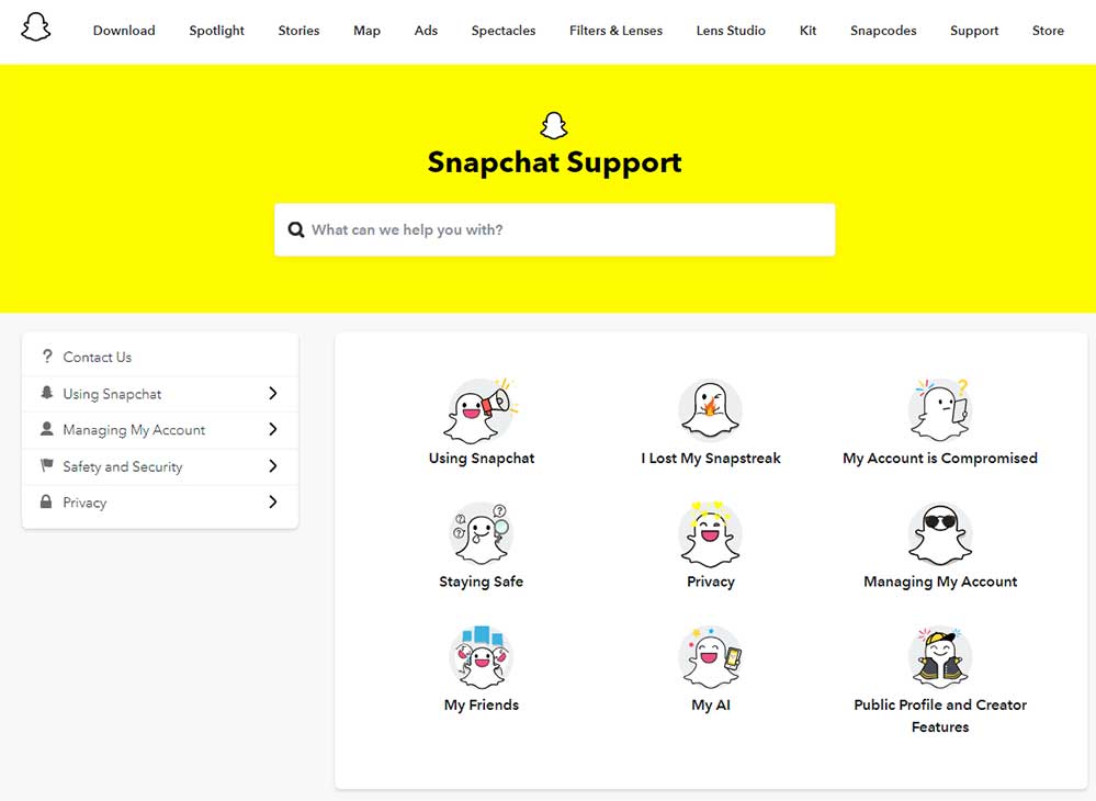 snapchat support