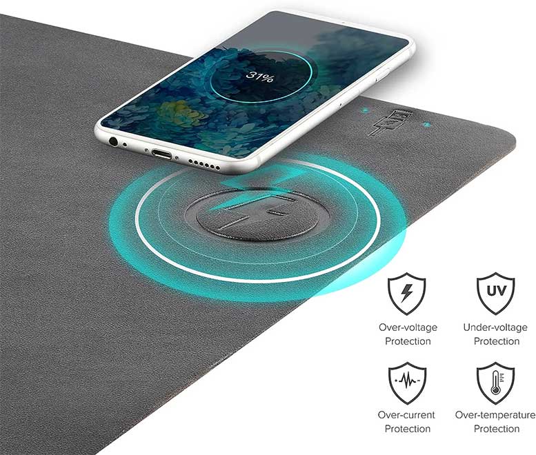 Firelison-Leather-Wireless-Charging-Mouse-Pad