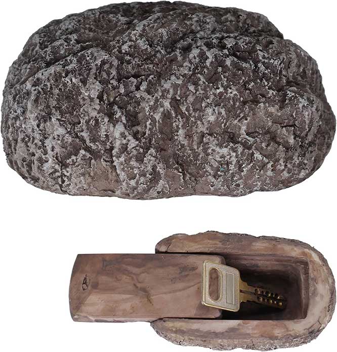 Simulated Stone Key Box, Hide-a-Spare-Key Fake Rock, Looks & Feels Like  Real Stone - Safe for Outdoor Garden or Yard, Geocaching. (B) 