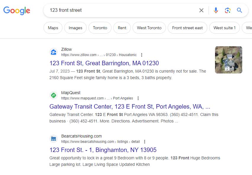 searching address on google