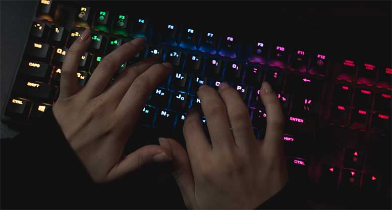 typing on rgb keyboard