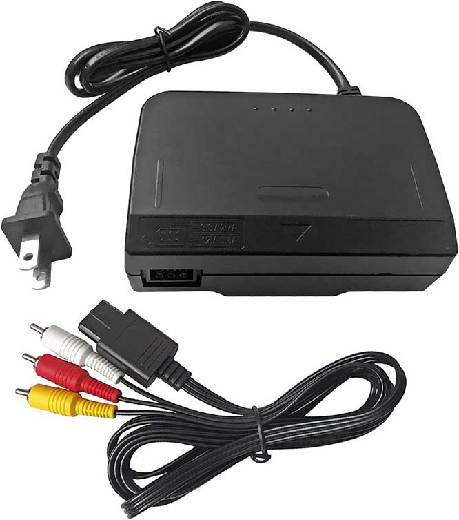 AreMe N64 AC Power Supply Adapter and AV Cable
