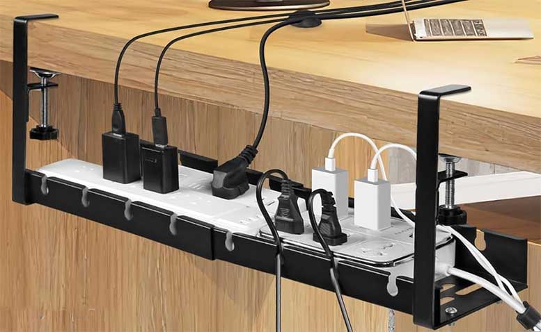  Under Desk Cable Management Tray, 15.7'' No Drill Steel Desk  Cable Organizers, Wire Management Tray Cable Management Rack, Desk Cable  Tray with Wire Organizer and Desk Cord Organizer : Electronics