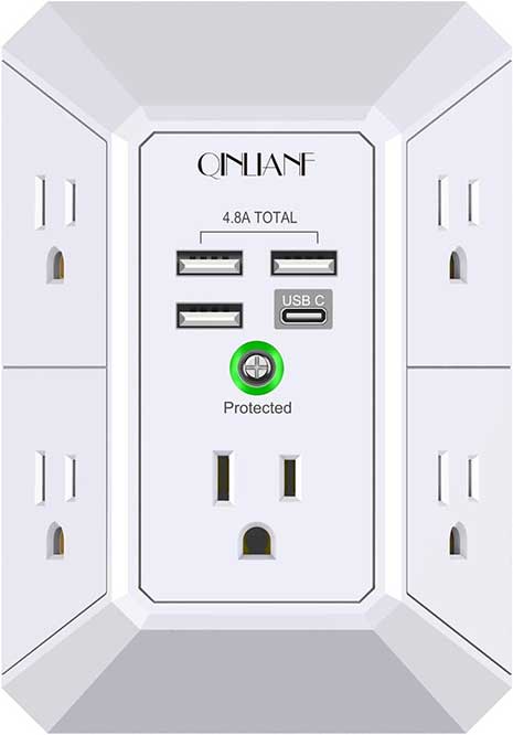 QINLIANF Wall Charger 5 Outlet Extender