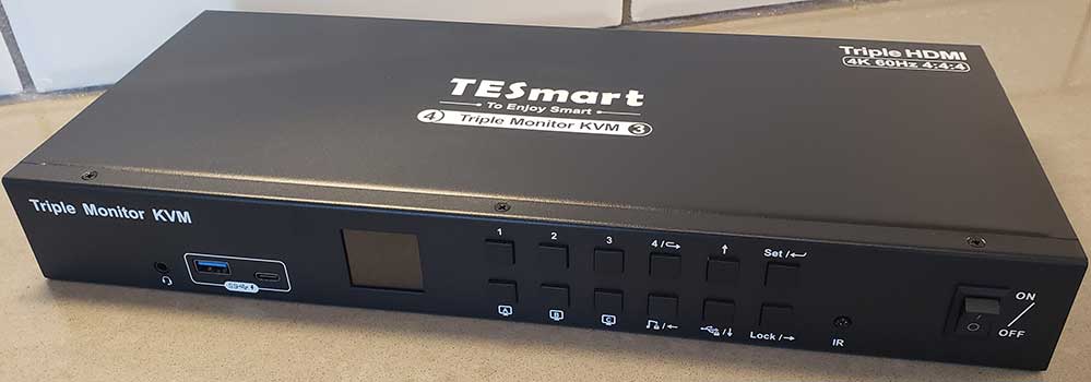 TESmart 4 Port Triple Monitor KVM Switch