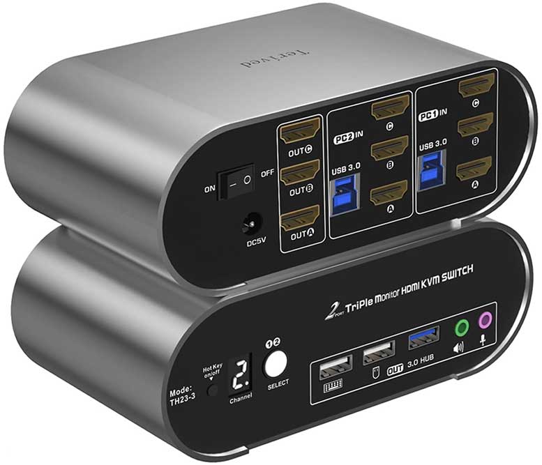 Terived Triple Monitor KVM Switch