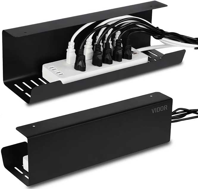 VIVO White Dual Under Desk Cable Management Tray Organizers (2