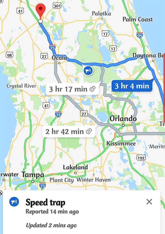 google maps speed trap