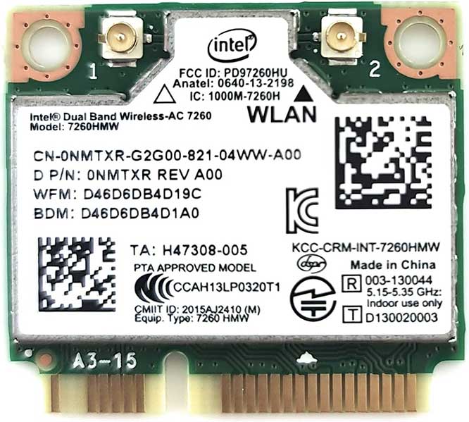 Intel 7260 HMW Half Mini PCIe Card