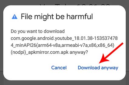 apk file harmful download anyway