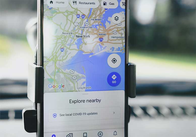 google maps pulled up on smartphone
