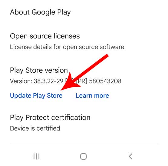 update google play store