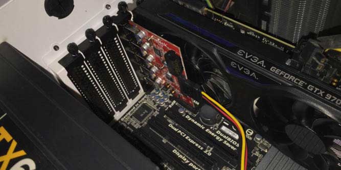 usb pcie card installed in motherboard