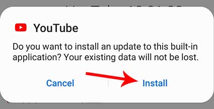 youtube app install update