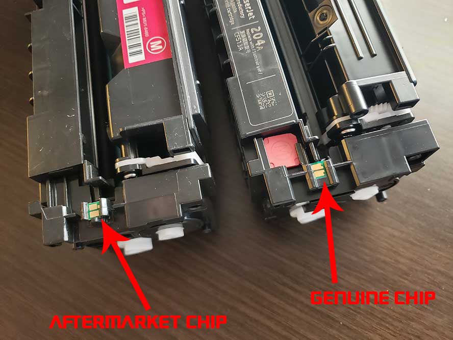 genuine vs aftermarket hp laserjet toner chip
