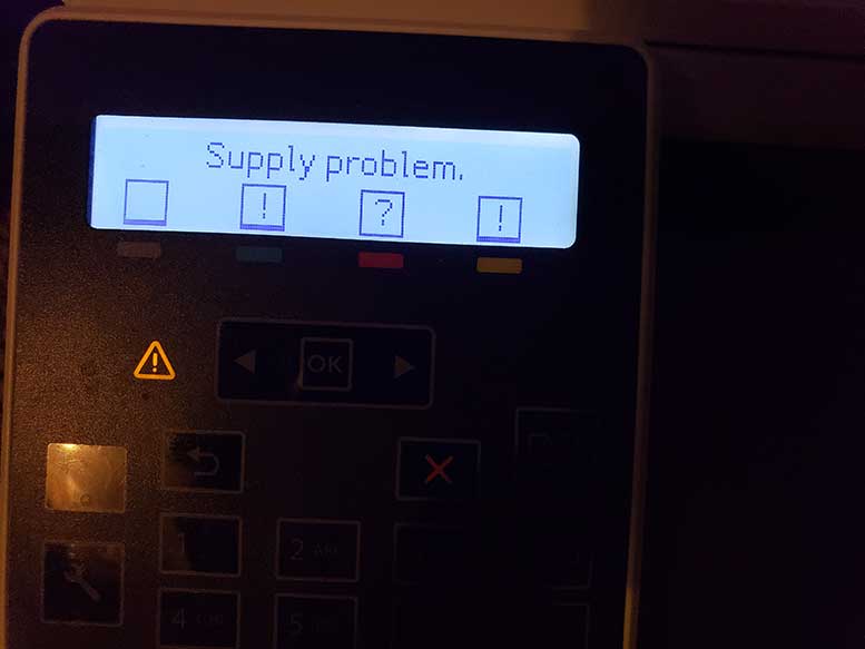 hp laserjet supply problem error