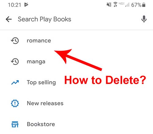 how to delete google play books search history