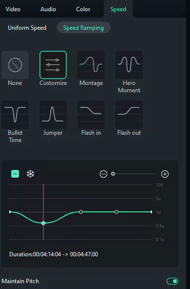 filmora speed ramping presets