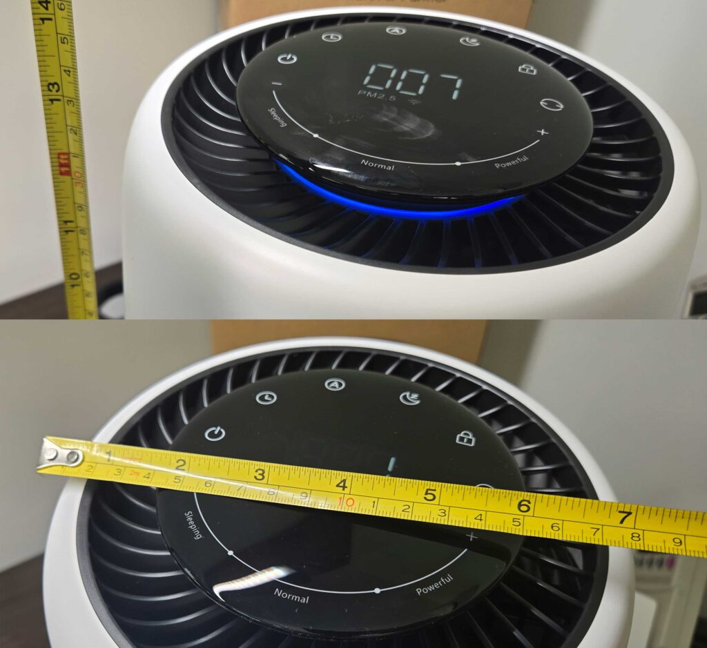 Provirtec-ClearBreathe-Smart-Air-Purifier-AP-01 size and layout