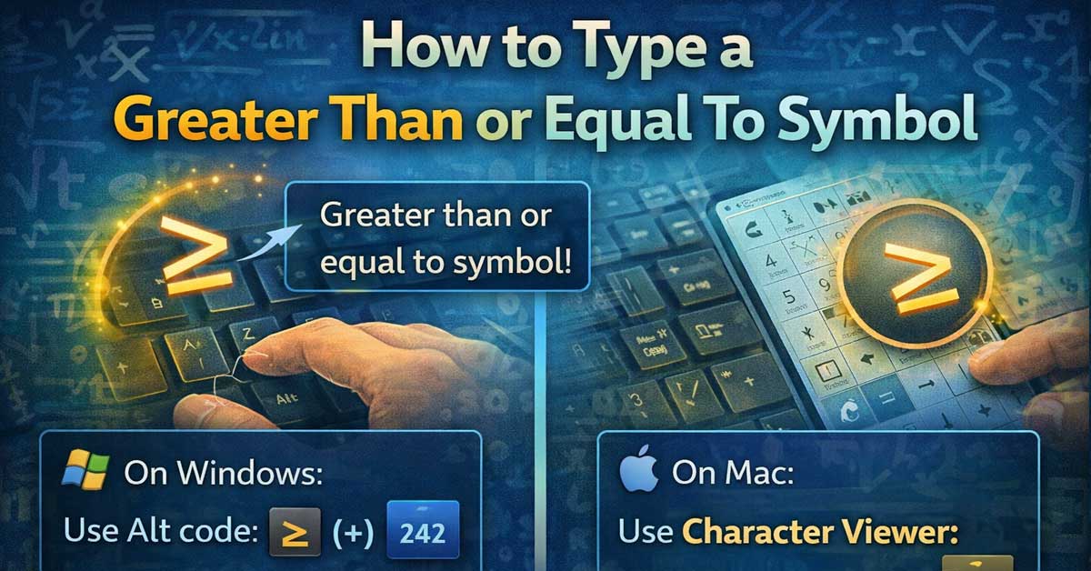 How to Type the Greater Than or Equal To Symbol on a Keyboard
