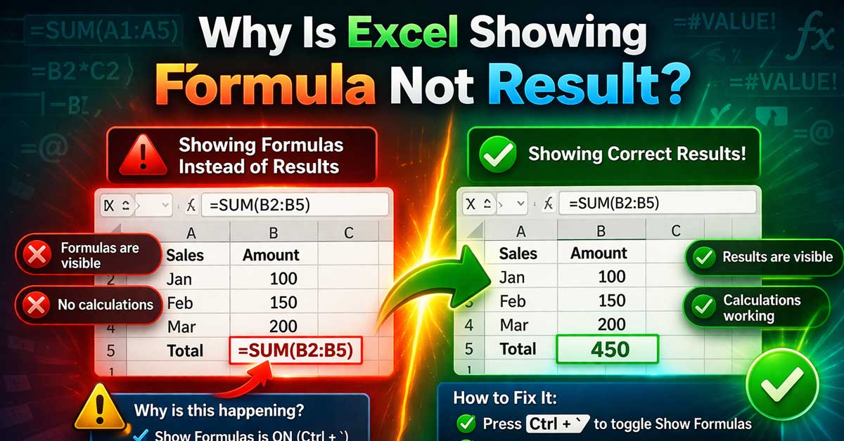 Why Is Excel Showing the Formula Instead of the Result