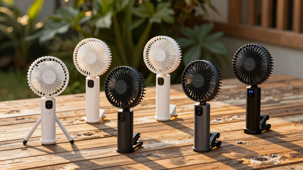 battery powered outdoor fan specs run time noise ip rating