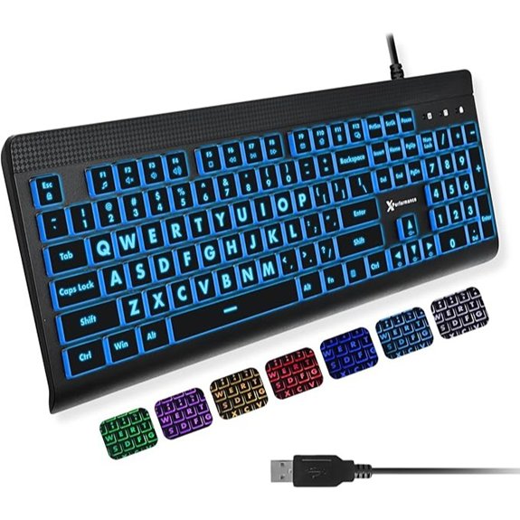 x9 backlit seven color keyboard