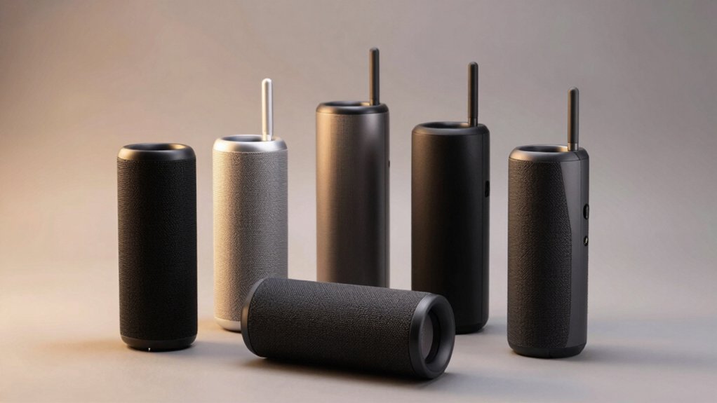 five bluetooth speakers with fm radios