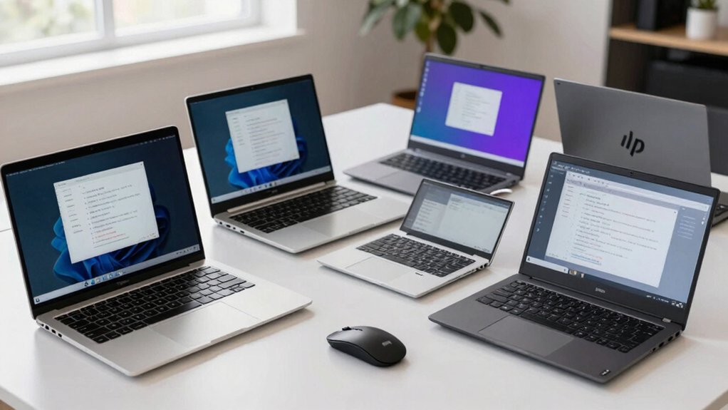 five laptops for online coursework