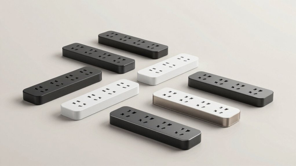 flat power strips that hide behind furniture