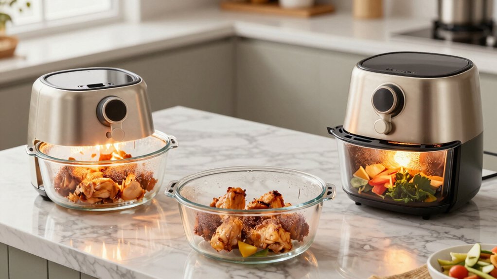 glass air fryer capacity power temp range safety presets
