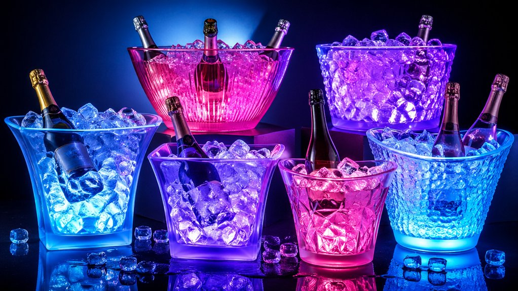 led glowing ice bucket selections capacity lighting power material