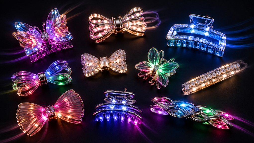 led hair clips light up bows