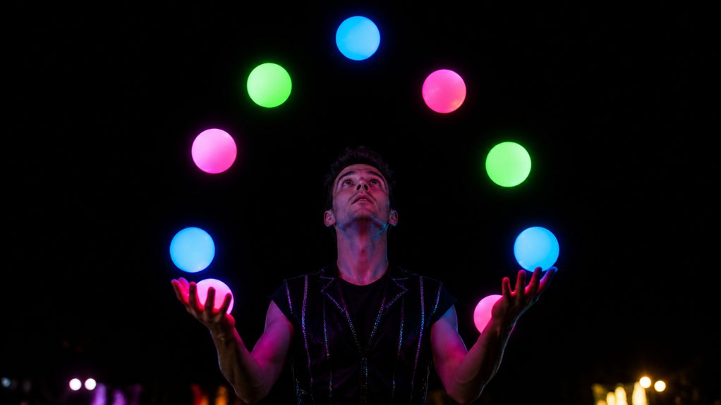led juggling balls colors battery size durability