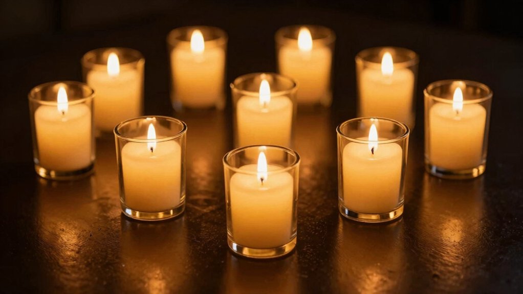 led wax candles glowing nightly