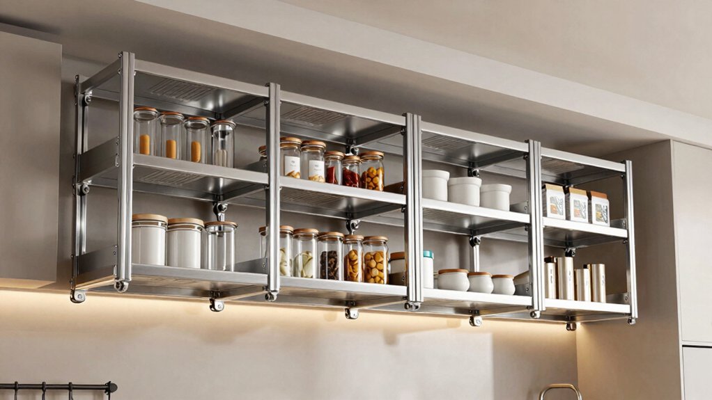 motorized pull down pantry shelving