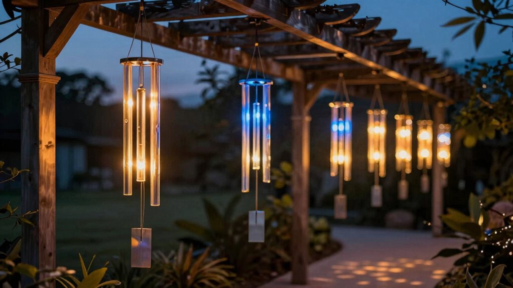 outdoor led wind chimes energy color weather sound